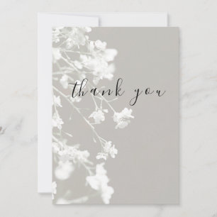 Elegante tarjeta de agradecimiento gris blanco flo