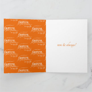 Elegante tarjeta de agradecimiento Naranja para fe