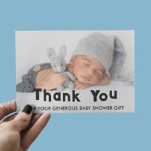 Elegante tarjeta de agradecimiento para baby showe
