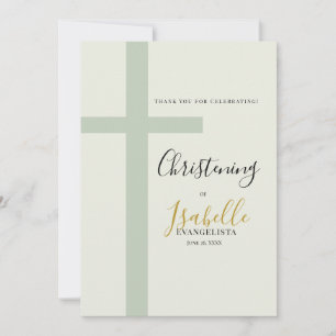 Elegante tarjeta de agradecimiento para bautizo co