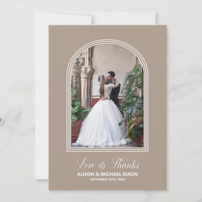 Elegante tarjeta de agradecimiento para Boda de ar (Anverso)