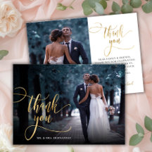Elegante Tarjeta de agradecimiento para Boda de fo
