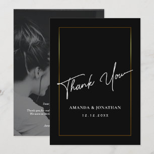 Elegante tarjeta de agradecimiento para Bodas blan