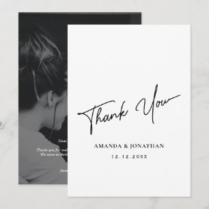 Elegante tarjeta de agradecimiento para Bodas blan