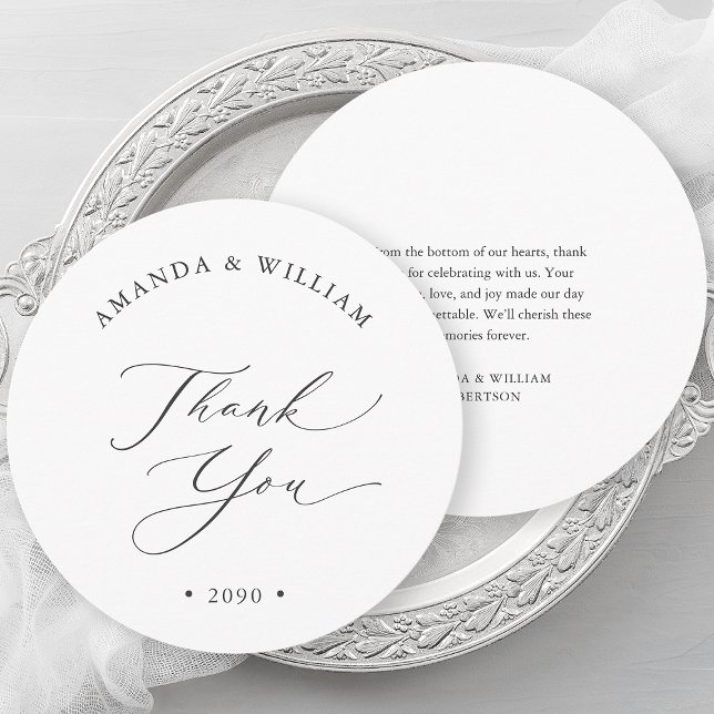 Elegante tarjeta de agradecimiento para Bodas blan (Subido por el creador)