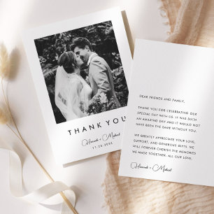 Elegante tarjeta de agradecimiento para Bodas blan