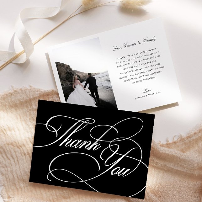 Elegante tarjeta de agradecimiento para Bodas blan (Subido por el creador)