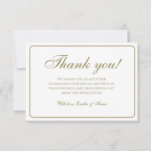 Elegante tarjeta de agradecimiento para Bodas blan