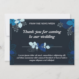 Elegante tarjeta de agradecimiento para Bodas negr