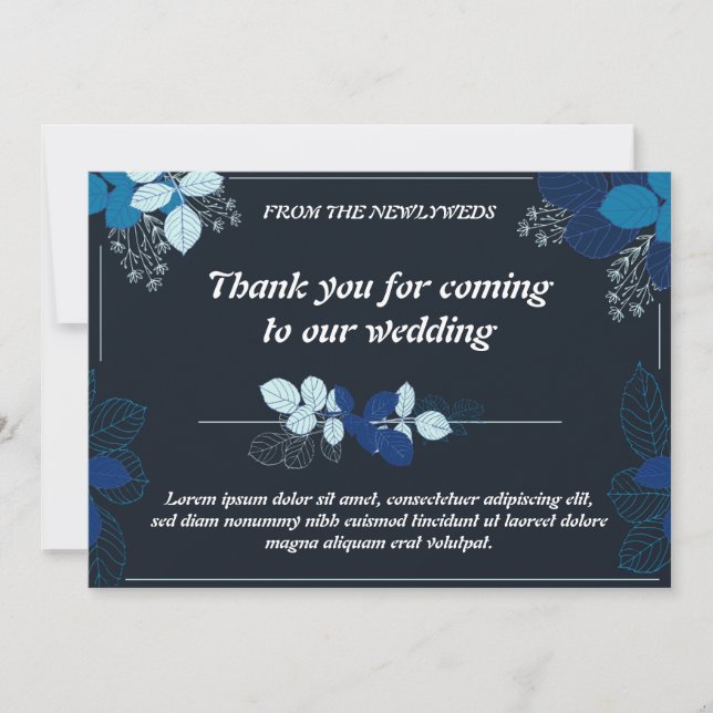 Elegante tarjeta de agradecimiento para Bodas negr (Anverso)