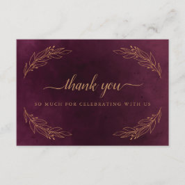 Elegante tarjeta de agradecimiento para Borgoña y