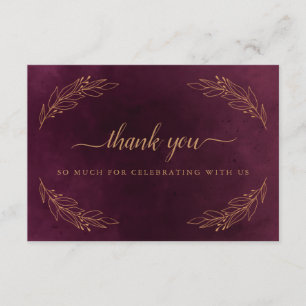 Elegante tarjeta de agradecimiento para Borgoña y