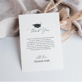 elegante tarjeta de agradecimiento para graduación