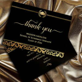 Elegante tarjeta de agradecimiento por graduación
