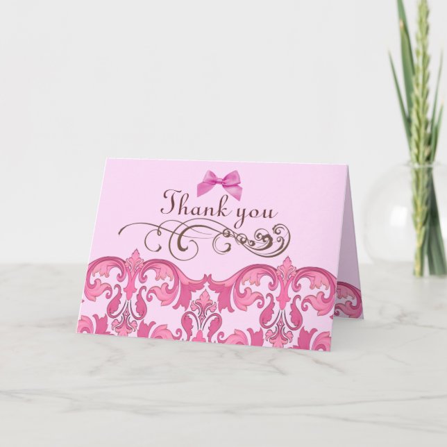 Elegante Tarjeta De Agradecimiento Rosa (Anverso)