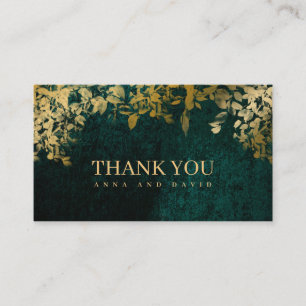 Elegante tarjeta de agradecimiento verde de hojas 