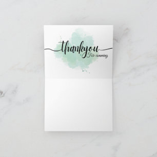 Elegante Tarjeta de Agradecimiento Verde Menta Acu