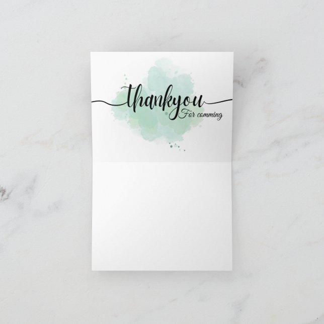 Elegante Tarjeta de Agradecimiento Verde Menta Acu (Interior)