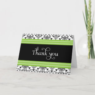 Elegante tarjeta de agradecimiento verde y negro