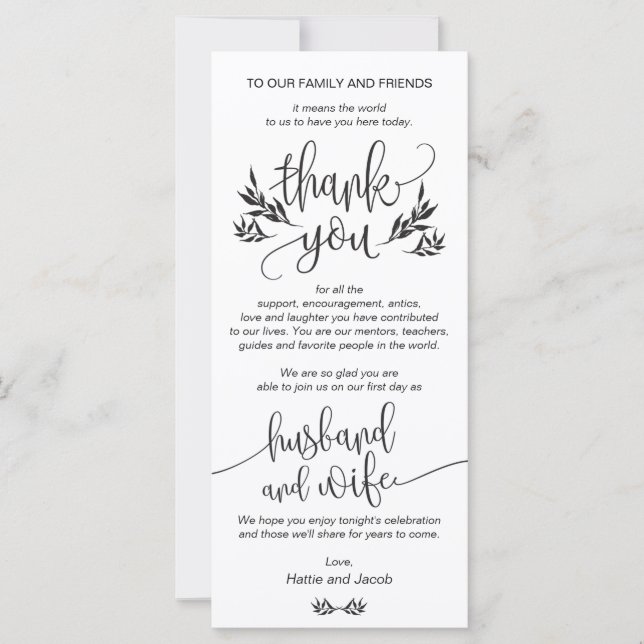 Elegante tarjeta de ajuste de color blanco y negro (Anverso)