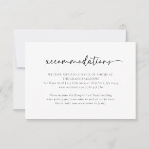 Elegante tarjeta de alojamiento Boda blanco negro