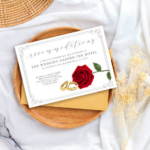 Elegante tarjeta de alojamiento Boda Red Rose Ring