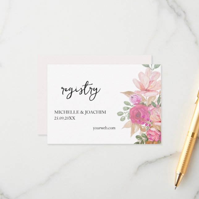 Elegante Tarjeta de Alojamiento de Arte Floral (Anverso/Reverso In Situ)