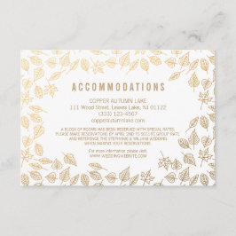 Elegante tarjeta de alojamiento de otoño deja oro