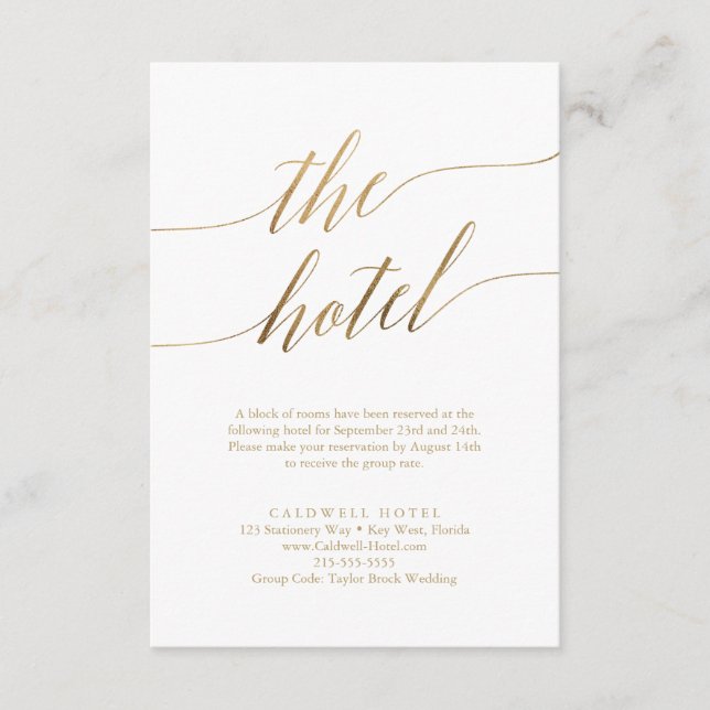 Elegante Tarjeta de Alojamiento del Hotel Gold Cal (Anverso)