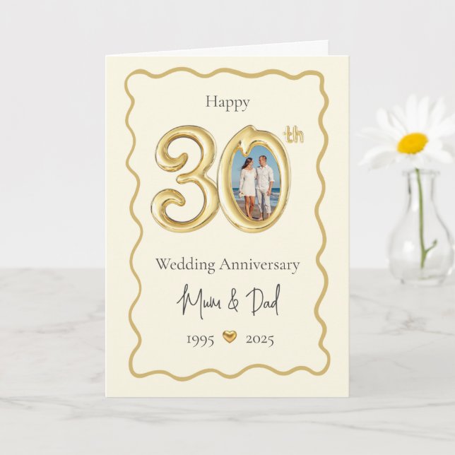 Elegante tarjeta de aniversario 30 Bodas - Mamá y  (Planta pequeña)