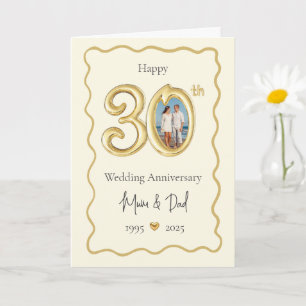 Elegante tarjeta de aniversario 30 Bodas - Mamá y 