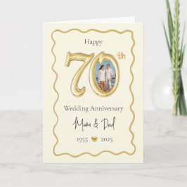 Elegante tarjeta de aniversario 70 Bodas - Mamá y 