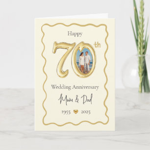 Elegante tarjeta de aniversario 70 Bodas - Mamá y 
