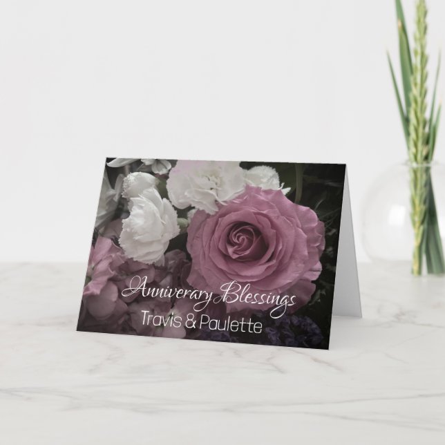 Elegante tarjeta de aniversario de pareja personal (Anverso)