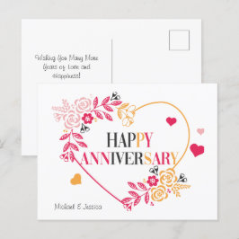 Elegante Tarjeta de Aniversario Feliz Floral