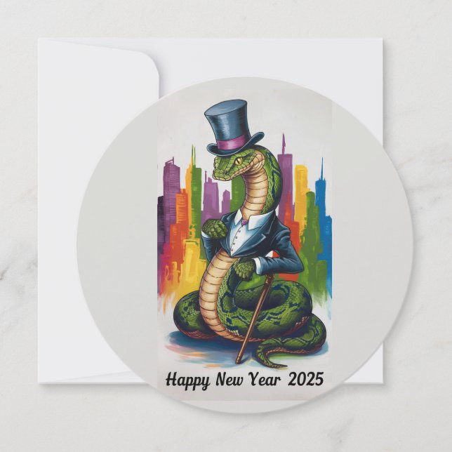 Elegante tarjeta de Año Nuevo 2025 para profesión  (Anverso)