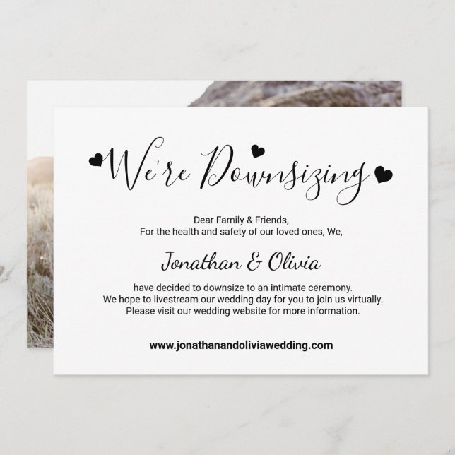 Elegante tarjeta de anuncio de boda más pequeña po (Anverso / Reverso)