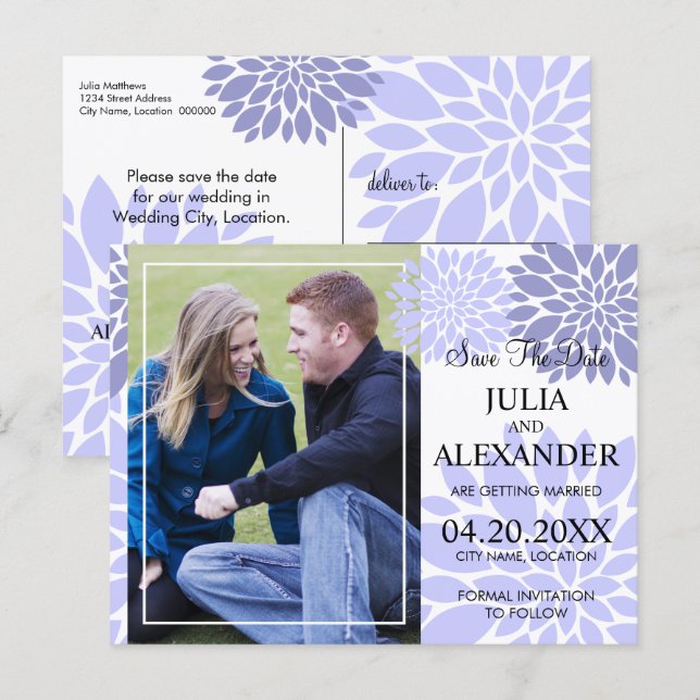 Elegante tarjeta de anuncio de guardar la fecha co (Anverso / Reverso)