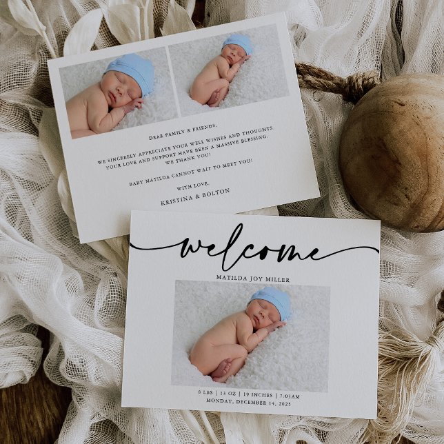 Elegante tarjeta de anuncio de nacimiento fotográf (Subido por el creador)