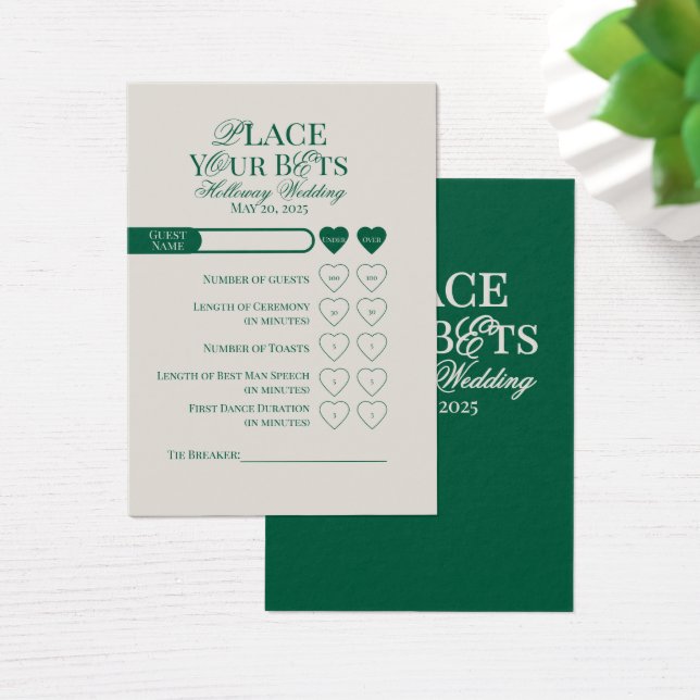 Elegante Tarjeta de Apuesta para Boda Editable Sag (Escritorio)