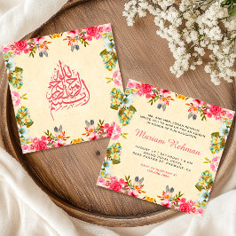 Elegante tarjeta de Aqiqah floral vintage para niñ