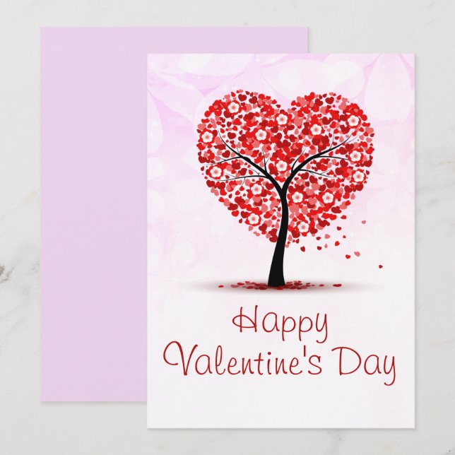 Elegante tarjeta de árbol de corazón feliz Día de  (Anverso / Reverso)