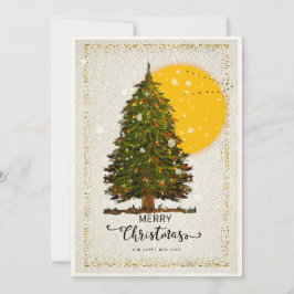 Elegante tarjeta de árbol de Navidad con respaldo 