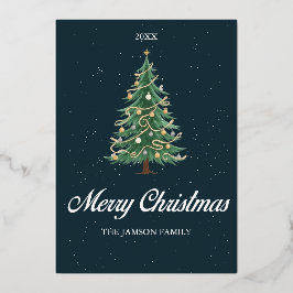 Elegante Tarjeta de Árbol de Navidad Feliz Deseo d