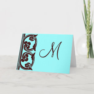 Elegante tarjeta de arte Verde azulado monograma p