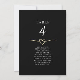 Elegante tarjeta de asiento de mesa de Boda negro 