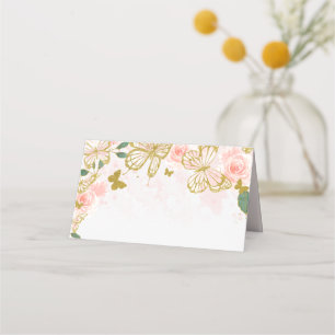 Elegante tarjeta de asiento Quinceañera con maripo