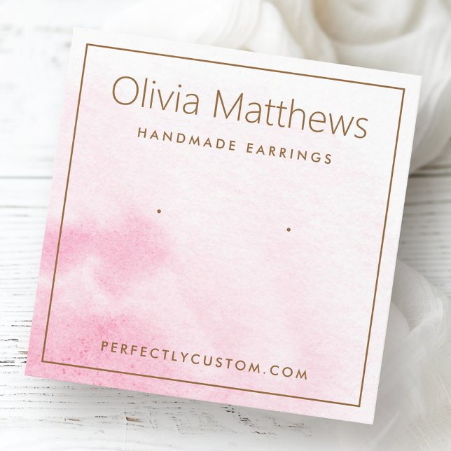 Elegante tarjeta de auriculares color rosa claro (Elegant light pink watercolor earring card)