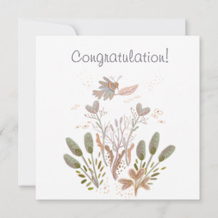elegante tarjeta de aves y plantas