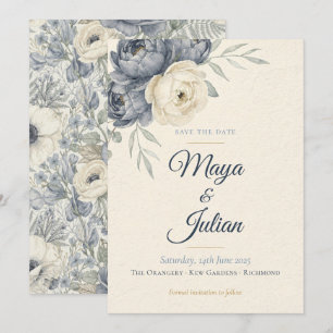 Elegante tarjeta de aviso de boda floral francesa 